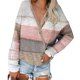 thumbnail image 2 of Suéter casual con cuello en V para mujer, suéter con cuello en V y bloques de color con cuello en V para mujer Suéter con bloques de color a rayas Rendimiento lleno de energía, 2 of 5