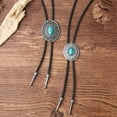 thumbnail image 3 of Kripyery Retro Sweater Necklace - Western Cowboy Style Sweater Chain with Carved Faux Turquoise Buckle, Long Faux Leather Necklace, 3 of 8