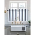 thumbnail image 2 of Navy Blue Aqua Striped Tier Curtains 36 Inch Length, Sheer Curtains for Bedroom Living Room Window Farmhouse Stripe Art Rod Pocket Voile Drapes Kitchen Curtains Small Half Window 27.5"x36" 2 Panels, 2 of 6