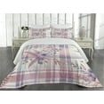 thumbnail image 2 of Ambesonne Pastel Plaid Quilted Coverlet 3 Pcs, Romantic Soft Floral, Queen Size, Lilac and Pale Pink, 2 of 4