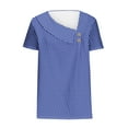 thumbnail image 4 of Womens Tops Plus Size under $10 Short Sleeved V-Neck Shirt Printed Button Casual T-shirt Navy XXL, 4 of 6