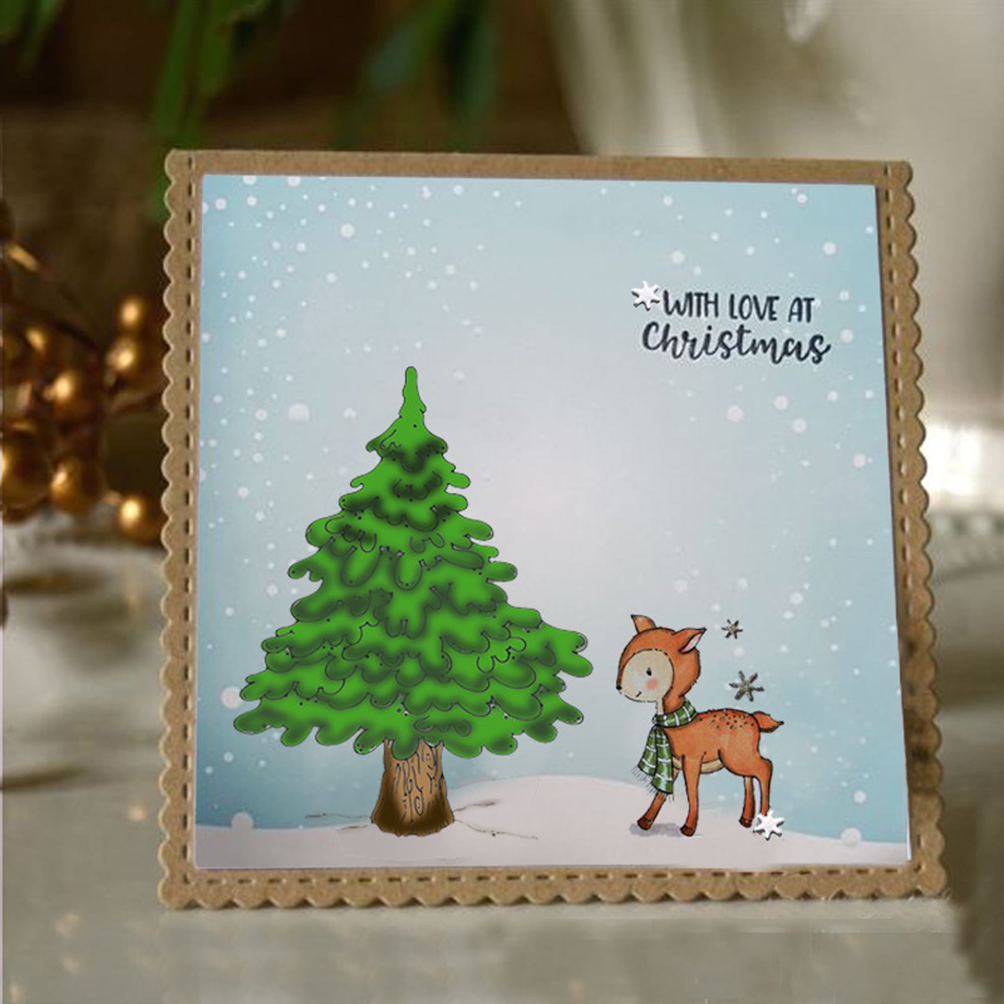 Sunisery Christmas Clear Stamps and Die Set Santa Tree Deer Snowman Clear  Stamps for Card Making Metal Cutting Dies DIY Scrapbooking Decor 