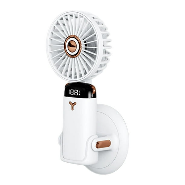 Mini ventilador portátil de 10000 mAh con pantalla digital para mesa de oficina y viajes. Blanco