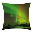 thumbnail image 1 of Northern Lights Throw Pillow Cushion Cover, Magical Enchanted Universe Sky with Reflections Tranquil Scenery, Decorative Square Accent Pillow Case, 24 X 24 Inches, Lime and Reseda Green, by Ambesonne, 1 of 2