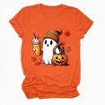 thumbnail image 5 of TOWED22 Fall Shirts for Women Casual Cute Pumpkin Ghost with Coffee Graphic T-Shirts Novelty Halloween Tee Autumn Thanksgiving Tops(Orange,L), 5 of 7