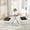 Square Table + Black Chairs, variant on 36" Round Dining Table Set for 4, Silver Stainless Steel Cross Legs, 4 Rattan Velvet Upholstered Chairs, Modern Kitchen for Breakfast Nook