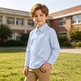 thumbnail image 3 of Fozruso Boys Basic Long Sleeve Shirts Button Down Collared Dress Shirts for Kids Back to School Wear, 3 of 6