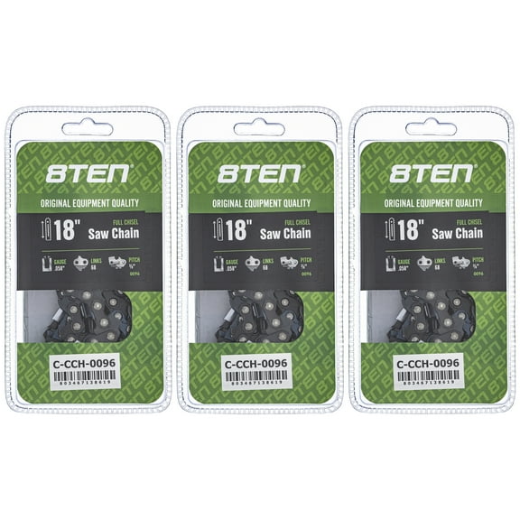 Full Chisel Chainsaw Chain 18 inch .058 3/8 68DL for Husqvarna Jonsered 3 Pack 810-CCC2218H