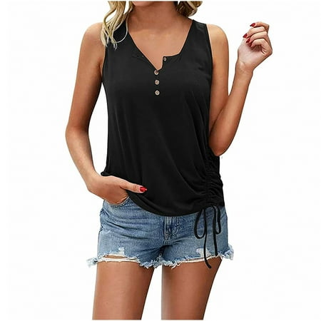 

Trench Coats for Women Fleece Jacket Women Women s Solid Color O-Neck Single-Breasted Half Cardigan Drawstring Vest T-Shirt Long Cardigans for Women New Arrival Womens Jacket Black 2XL