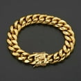 thumbnail image 6 of 8mm-18mm Mens Miami Cuban Link Chain Bracelet Gold Silver Stainless Steel Bangle, 6 of 7