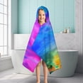 thumbnail image 6 of Colorful Tie Dye Pattern Hooded Bath Towel，50"x30" for Ages 3 To 12 Kids, Quick Dry Lightweight Soft Microfiber Hood Beach Towel Cover Up for Kids, 6 of 7