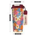 thumbnail image 3 of Stainless Steel Coffee Cup 7.7×2.6×3.5in Tapered Design Nylon Woven Wrist Strap Portable Durable Cup Bottom With Non-Slip Sticker Retro Groovy Flowers Pattern (5), 3 of 8