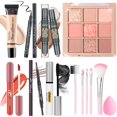 thumbnail image 1 of YBUETE Juego de maquillaje para mujeres, niñas y adolescentes, juego de regalo que incluye 9 colores de sombra de ojos, base en barra, lápiz de cejas, delineador de ojos, máscara, brillo de labios, 5, 1 of 5