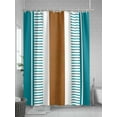 thumbnail image 5 of Fsddascl Modern Brown Teal Shower Curtain Set - Standard 72" x 72" Bathtub Curtain with 12 Hooks, Boho Contemporary Geometric Striped Waterproof Fabric Stall Shower Curtains for Bathroom/Bathtub, 5 of 6
