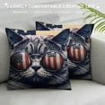thumbnail image 3 of Shangniulu Funny Cool Cat Decorative Throw Pillow Cover Square Cushion Cases Printed Pillowcase for Couch Sofa Living Room, 3 of 5