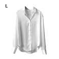 thumbnail image 1 of Blusa de mujer Camisa suelta de manga larga de satén Retro Girl Casual Top, Blanco, L AweSitey AP001166-09B, 1 of 7