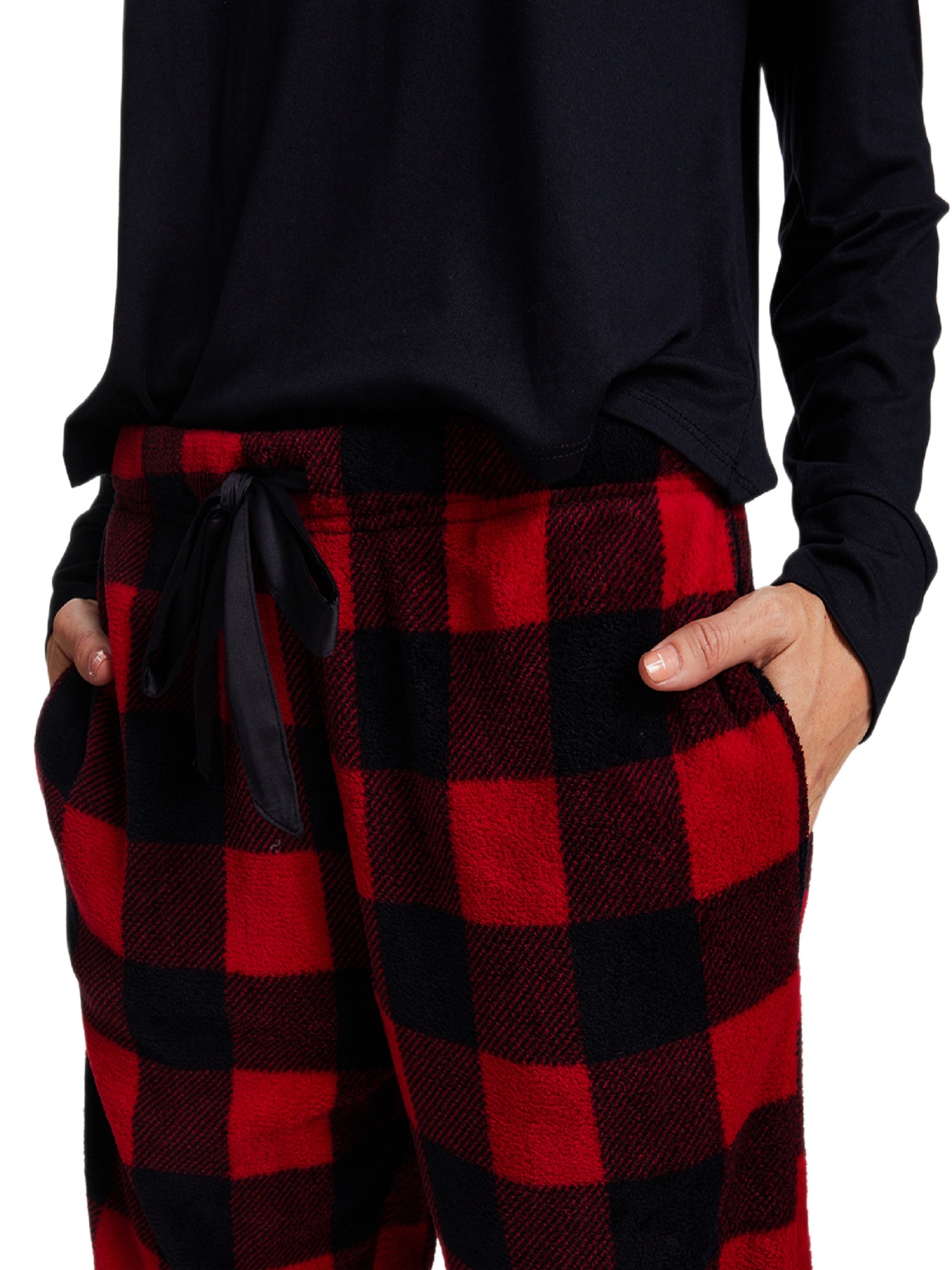 U.S. Polo Assn. Women's Holiday Giftable Long Sleeve Top and Plush Pant Pajama Sleep Set, 2-Piece, Sizes S-3X