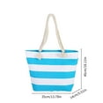 thumbnail image 3 of Xfvqtps Beach Bags for Women Hemp Rope Color Blocking Stripes Large Capacity Waterproof Sandproof Beach Tote Bag for Women Swim Pool Bag for Travel Vacation Nylon Tote Bag Blue, 3 of 6