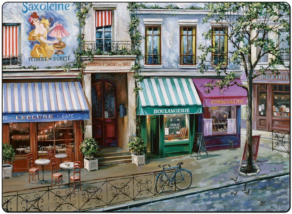 Cala Home "Village Square" Assorted Image Decorative Hardboard Cork Back Tabletop Placemats 4 Pack