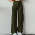 thumbnail image 2 of Kcodviy Pantalon Décontracté Multi-Taille Patchwork Taille Haute Trois Poches Pantalon Décontracté Paper Bag Élastique Cargo, 2 of 9