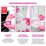 The Pink Stuff Bathroom Essential Bundle (1 Cleaning Paste, 1 Bathroom Foaming Spray, 1 Dual Sqeezy, 1 3Ct Foaming Toilet Powder, 1 3Ct Micro Cloths)