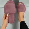 thumbnail image 4 of Fuzzy House Slippers for Women Soft & Comfortable Womens Slippers with Open Toe Solid Color Casual Slip on Footwear for Indoor & Outdoor, 4 of 8