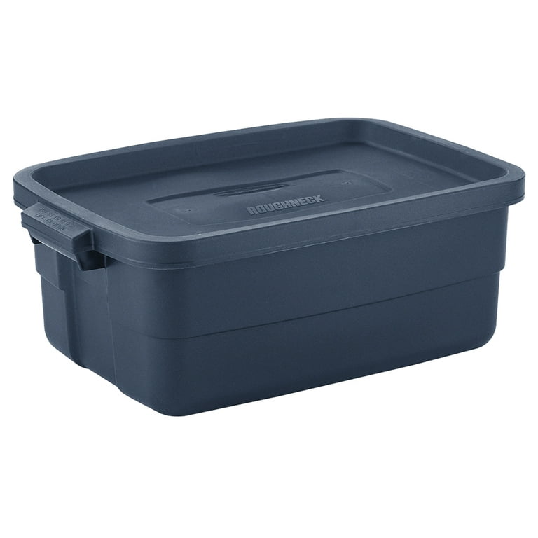 Rubbermaid Roughneck Tote 3 Gallon Storage Container, Heritage Blue (6 Pack)