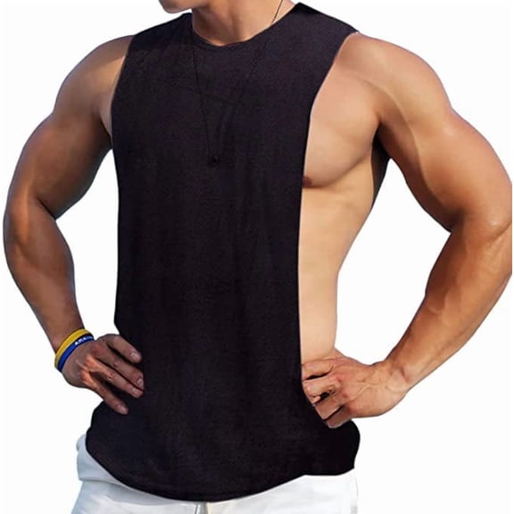 Men's Tank Top Sleeveless Muscle Stringer Gym Medium,Black