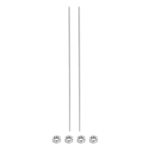 2Pack M3 x 250mm Fully Threaded Rod with 4 Pack Hex Nuts, 1.25mm Thread Pitch 304 Stainless Steel