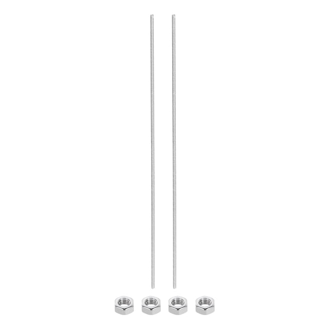 2Pack M3 x 250mm Fully Threaded Rod with 4 Pack Hex Nuts, 1.25mm Thread Pitch 304 Stainless Steel