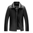 thumbnail image 4 of ZCFZJW Men's Casual Lapel Collar Faux Leather Jacket Biker Motorcycle Jackets Long Sleeve Full Zip up Cardigan Outwear Coat with Pockets Black XXL, 4 of 9
