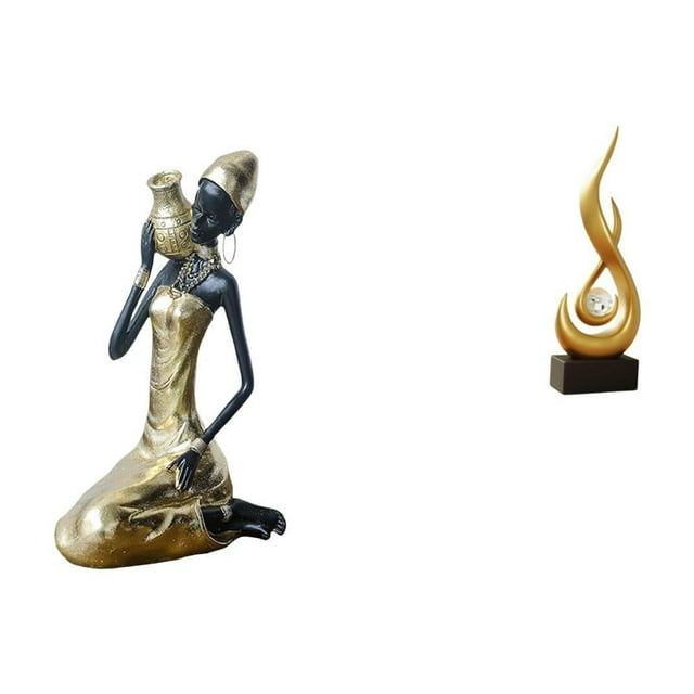 Estatua de la dama,Estatua de dama tribal africana,artesanías de cafetería hechas a mano,Escultura abstracta de fuego,Estatua de arte abstracto para decoración del hogar,Escultura de fuego