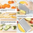 thumbnail image 5 of Large Crinkle Cutter French Fry Cutter, Large Wave Slicer Potato Wavy Chopper, Stainless Steel Vegetable Crinkle Cutting Onion Chopping Tool with Handle for Cucumber, Kitchen Dicer Gadgets, 5 of 10