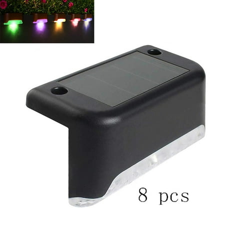 

Ledander 8 Pack Solar Deck Lights Outdoor Color Glow Solar Step Lights Waterproof LED Solar Fence Lights for Stair Patio Pathway and Garden Color Changing(black)