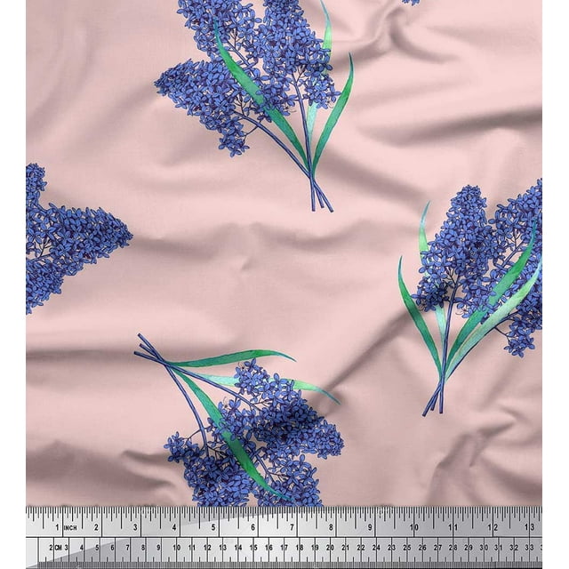 Soimoi Cotton Duck Fabric Lavender Flower Fabric Prints By Yard 56 Inch Wide