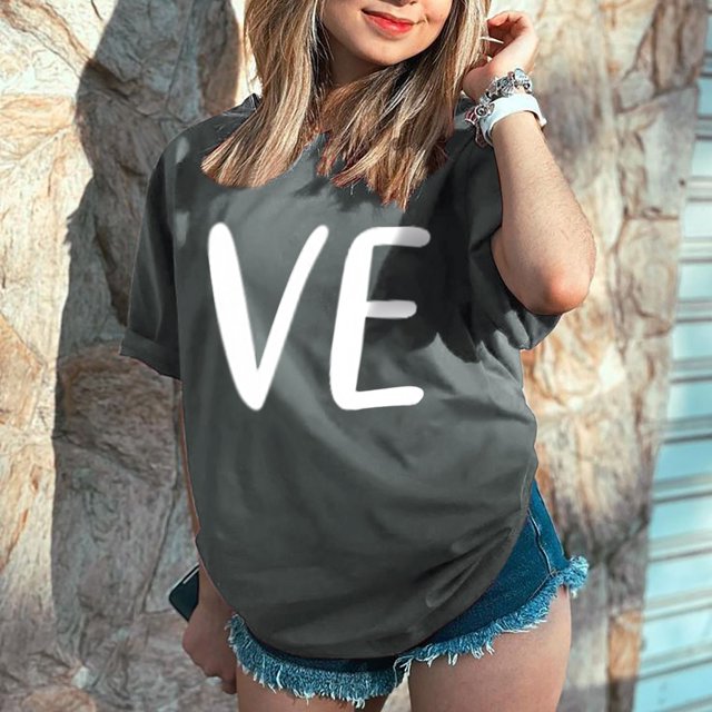 Hot Sale!! T-Shirts de la Saint-Valentin pour Femmes Imprimés Graphiques Mignons Léopard Cœur T-Shirts Décontractés Manches Courtes Col Rond Gris Foncé + TP