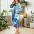 thumbnail image 5 of Yuyamidu Blue Maple Print Long Bath Robe for Women Butterfly Zipper Front Bathrobes Novelty Mid-Length Night Robe Size L Soft Zip Nightgowns Ladies Pajama House Coat, 5 of 7