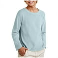 thumbnail image 3 of alcepopk Girls Long Sleeve Shirts Kids Crewneck T-Shirts Fall Tops Tees(Light Blue,8-9 Y), 3 of 7