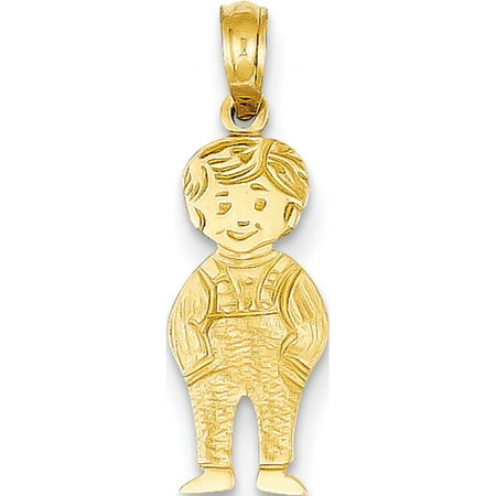 Diamond Boys Charm - 14k Yellow Gold Boy with Hands in Pocket (8x23mm) Pendant / Charm
