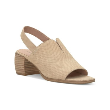 LUCKY BRAND Womens Beige V-Notch Detail At Vamp Goring Padded Jaila Round Toe Stacked Heel Slip On Leather Slingback 11 M
