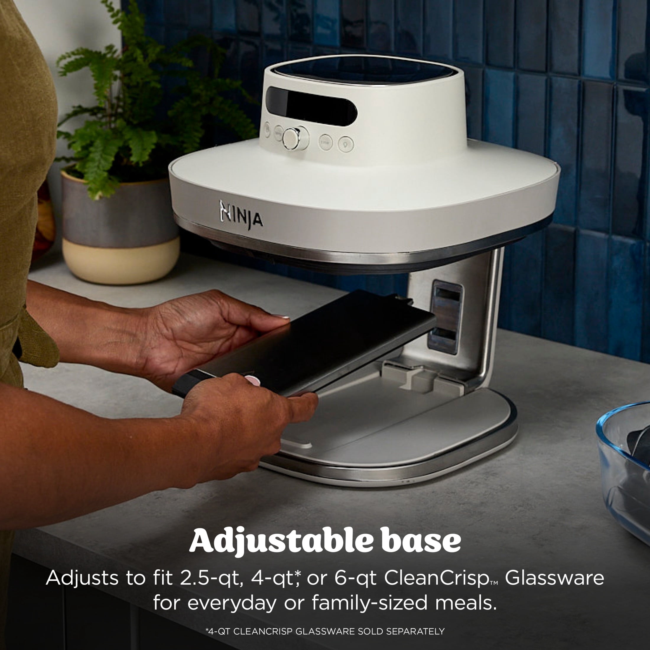Ninja Crispi Pro Glass Air Fryer 6-Qt & 2.5-Qt, 6-in-1, Air Fry, Bake, Dehydrate, Dishwasher Safe, AS101LG Dove