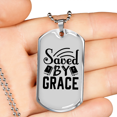 thumbnail image 2 of Saved By Grace Christian Necklace Stainless Steel or 18k Gold Dog Tag 24" Chain, 2 of 8