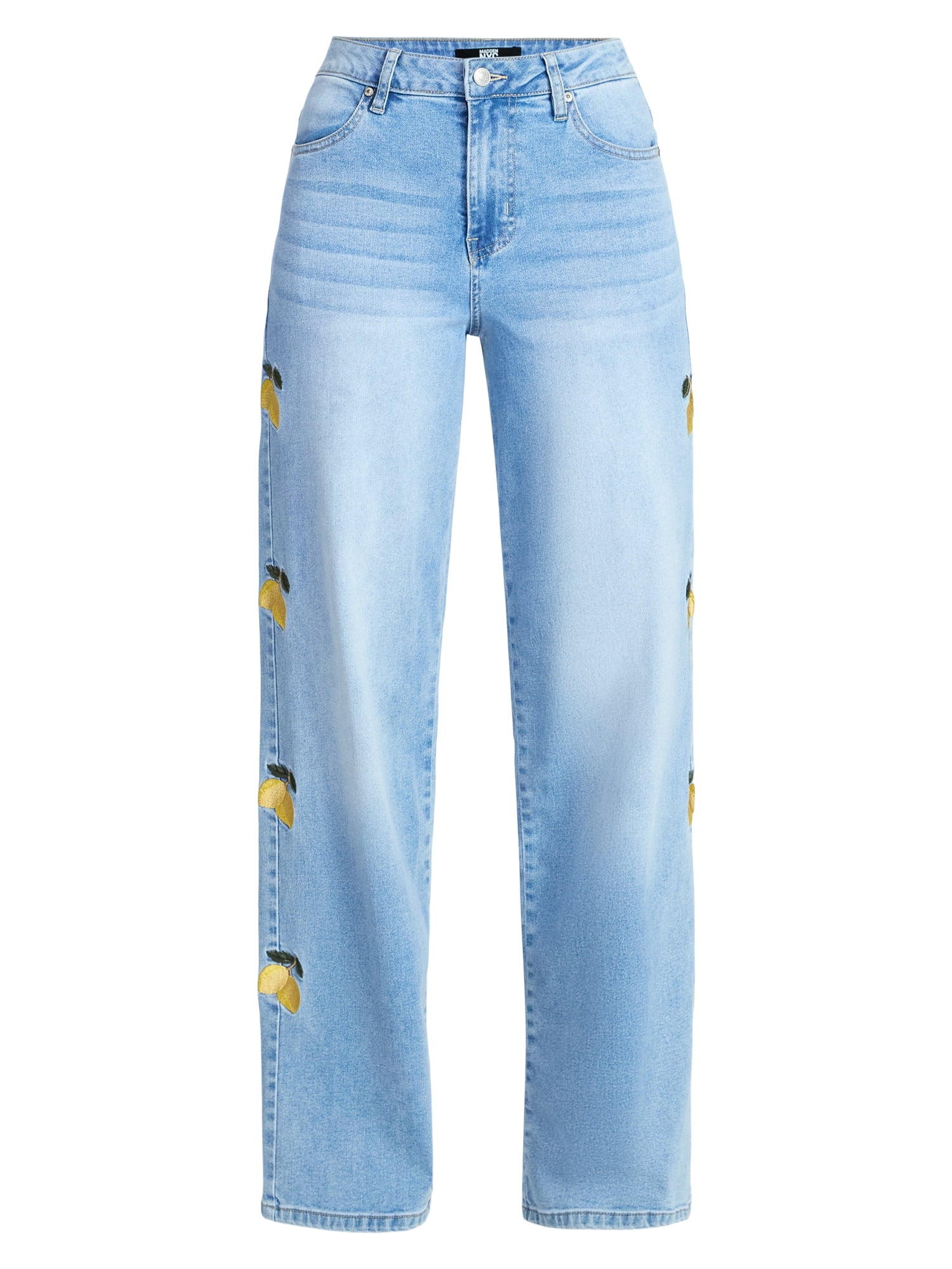 Madden NYC Women's Lemon Embroidery Ultra 90s Jeans, 32