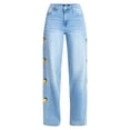 thumbnail image 4 of Madden NYC Women's Lemon Embroidery Ultra 90s Jeans, 32" Inseam, Sizes 00-18, 4 of 5