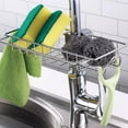 thumbnail image 5 of Kitchen Sink Caddy Organizer Over Faucet Sponge Holder, Stainless Steel Hanging Faucet Drain Rack for Scrubbers, Detachable No Suction Cup or Magnet, 5 of 6
