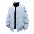 thumbnail image 4 of COSFO Casual Bomber Jackets for Men Lightweight Zip Up Blue Windbreaker Long Sleeve with Pockets Loose Fit Stand Colla Mens Coats, 4 of 4