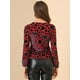 thumbnail image 5 of Blusa de manga abullonada larga de terciopelo con estampado de puntos para mujer rojo L, 5 of 6