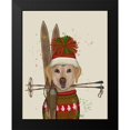 thumbnail image 2 of Fab Funky 12x14 Black Modern Framed Museum Art Print Titled - Yellow Labrador, Skiing, 2 of 5