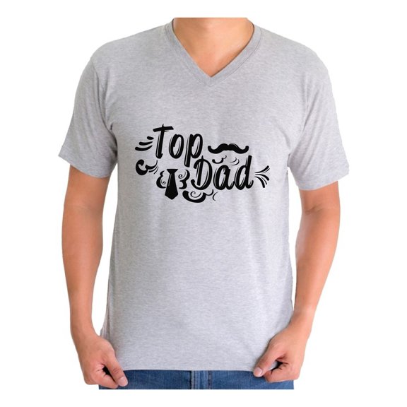 Awkward Styles Men's Top Dad Tie And Moustache Graphic V-neck T-shirt Tops Cute Father`s Day Gift