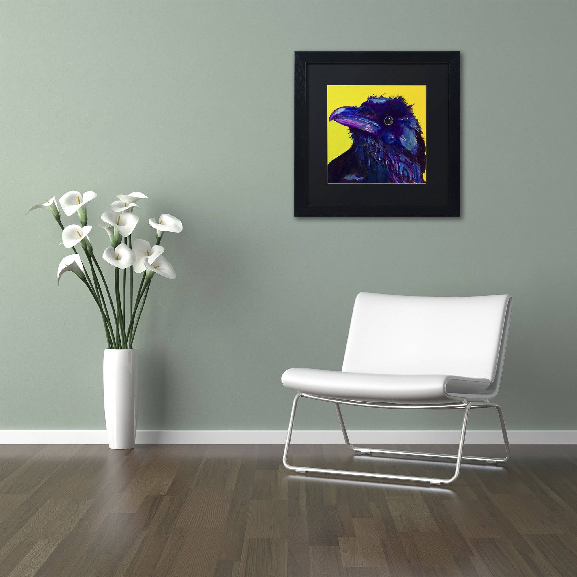 Trademark Fine Art "Corvus" Canvas Art by Pat Saunders-White, Black Matte, Black Frame